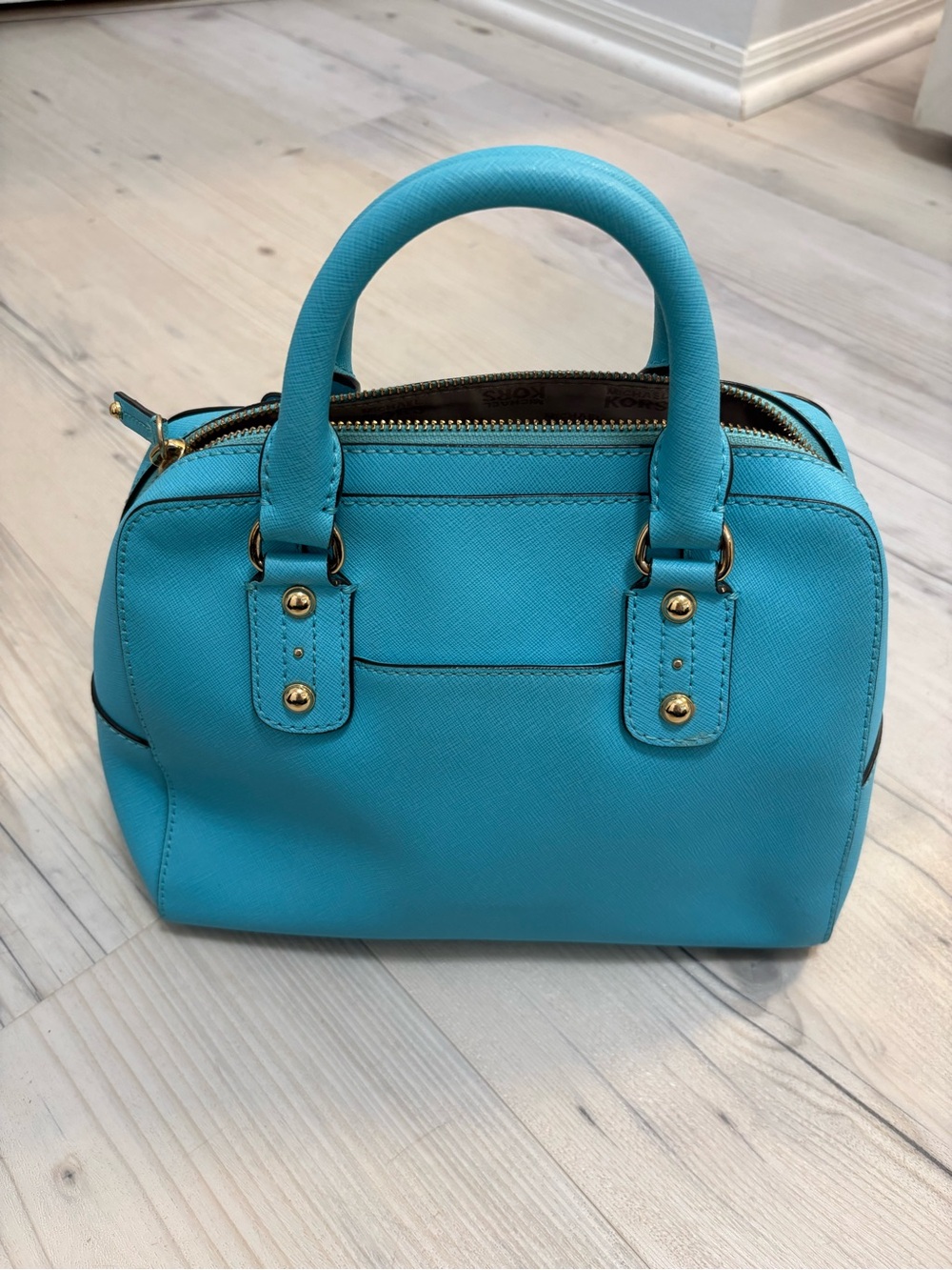 Bright Blue Michael Kors Medium Leather Satchel - Picture 5 of 9